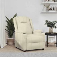 vidaxl sillon reclinable de cuero sintetico blanco crema