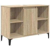 mueble de lavabo con estante roble sonoma 80 x 33 x 60 cm vidaxl