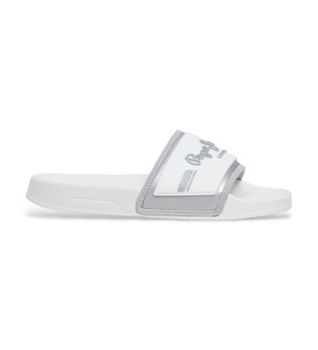 Pepe Jeans para mujer. PLS700003 Chanclas Slider Met blanco (40), Plano, Ninguno, Beachwear