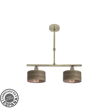 FABRILAMP Lampara Gilda 2xe14 Cuero/madera Oscura Regx43x14 Cm
