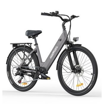 Bicicleta Electrica Hillmiles Milecity 1, Bateria Extraible 36v 13ah, Autonomia Hasta 100 Km, 26 Pulgadas, Gris