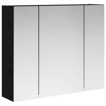 Armario Con Espejo De Baño | Mueble De Baño Roble Negro 60 X 14,5 X 50 Cm