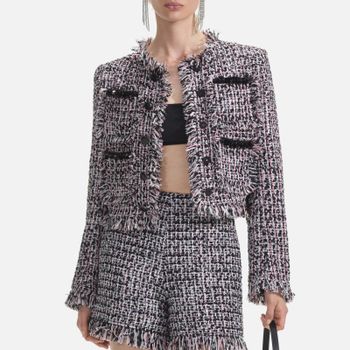 Self-Portrait Fringed Bouclé Blazer Jacket - UK 14