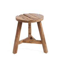 taburete de madera de teca reciclada marron 44x44x45cm