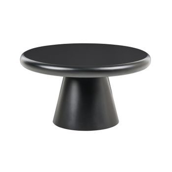 Mesa De Centro Redonda Con Base De Pedestal Diseño Escultural Estilo Orgánico Negro Mamawi