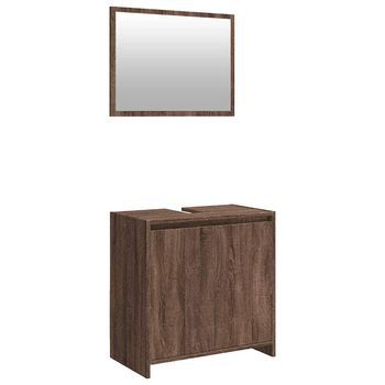 Set De Muebles Baño 2 Pzas Madera Contrachapada Marrón Roble Vidaxl