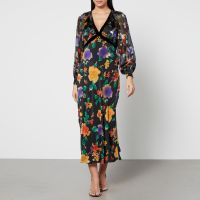 rixo ayla floral-print chiffon midi dress - uk 8