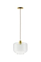 lampara techo pantalla vidrio soplado transparente cable textil crema