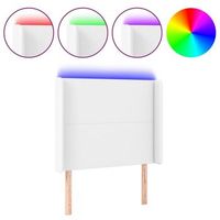 cabecero cama  panel de cabecera con led cuero sintetico blanco 103x16x118128 cm