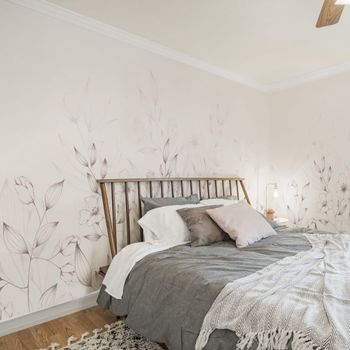 Papel pintado panorámico de primavera, rosa 300 x 250cm