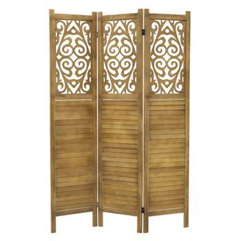 Biombo Divisorio De 3 Paneles Modelo Tokio De Madera Natural 170x121cm