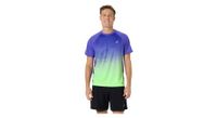 camiseta de manga corta asics road fade violeta verde para hombre