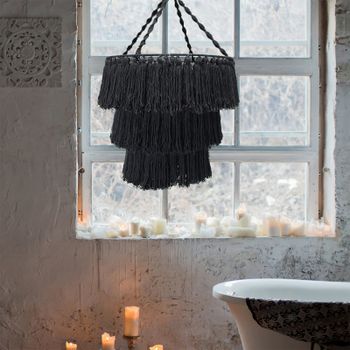 Macrame Soft 3 Tier Chandelier in Black