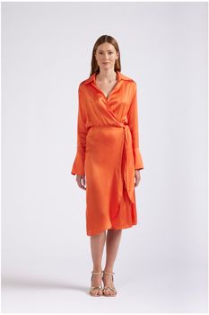 vestido atado cruzado orange l