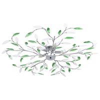 lampara de techo brazos cristal forma hoja 5 bombillas verde vidaxl