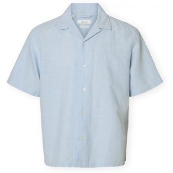 Selected Camisa manga larga Noos RlxClay Linen Shirt - Dusty Blue para hombre