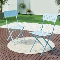 set de 2 sillas plegables sande acero 85x42x50cm - azul celeste encasa