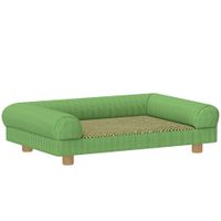 pawhut sofa para perro y gato cama para perro elevada asiento tipo alfombra fresca reposabrazos de terciopelo suave 63 x 41 x 17 cm vert   aosom espana