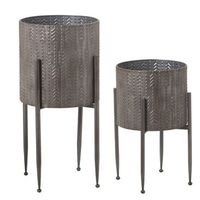 set 4 maceteros plateado