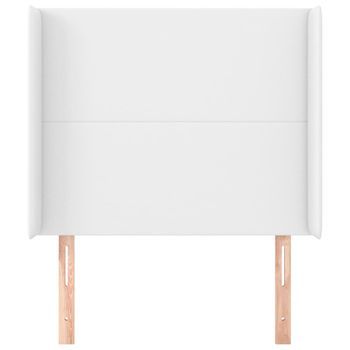 Cabecero Cama Mueble De Dormitorio Con Orejas De Cuero Sintético 83 X 16 X 118/128 Cm Blanco M02_0002956