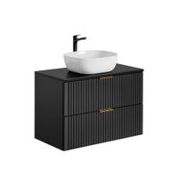 mueble lavabo individual 80cm tableros de melamina y mdf negro mate