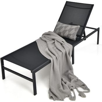 Tumbona De Exterior Ajustable Con Respaldo De 6 Posiciones Costway 198 X 64 X 35 Cm(azul)