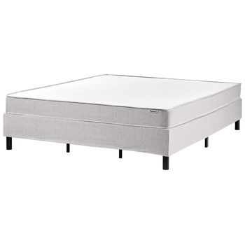 Cama Con Somier De Tela 180 X 200 Cm Con Colchón De Muelles Ensacados Sin Cabecero Dormitorio Gris Claro Countess