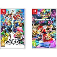nintendo switch super smash bros ultimate  mario kart 8 deluxe bundle red