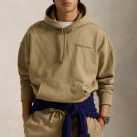 polo ralph lauren printed logo cotton-blend jersey hoodie - s