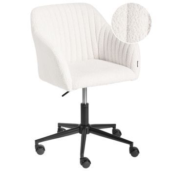 Silla De Oficina Giratoria Moderna Con Reposabrazos Altura Ajustable Bouclé Blanco Crema Venice