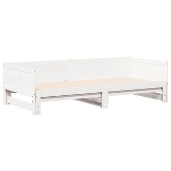 Cama Abatible De Día Blanco 180 X 200 Cm Madera Maciza De Pino