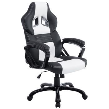Silla De Oficina Racing Pedro Xl Simil Cuero Negro/blanco 70x65x114 Cm Clp