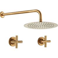 ducha empotrada bimando redonda carbini oro cepillado o 25cm dorado