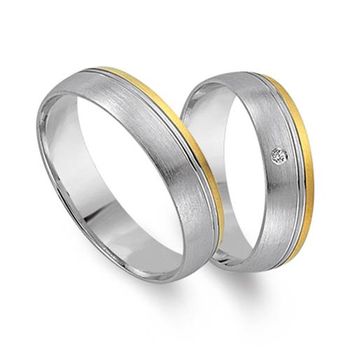 Alianzas 14 quilates oro amarillo-blanco con diamante