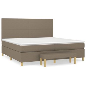 Cama Tapizada 203x200x128 Cm Tejido (100 % Poliéster), Contrachapado Y Madera Tratada - Taupe