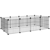 pawhut parque metalico para animales pequenos de 12 paneles desmontable diseno diy para erizo 140x70x35 cm negro