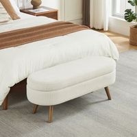 banco con almacenamiento - mueble de dormitorio - chenilla - beige 110x40x42cm