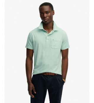 Superdry para hombre. M1110486A Polo Classic Cotton Linen verde claro (XL), Casual, Algodón, Manga corta