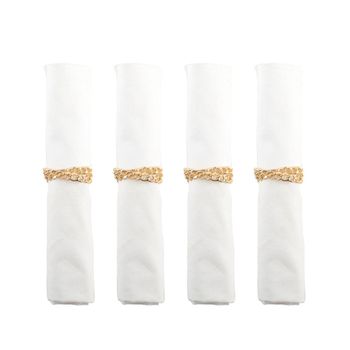 Anillos de servilleta con cadena dorada - set de 4