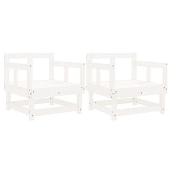 Pack 2 Uds Sillones De Jardín | Silla De Jardín | Silla De Exterior Madera Maciza Pino Blanco