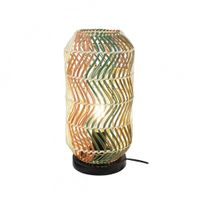 lampara de mesa de ratan y metal