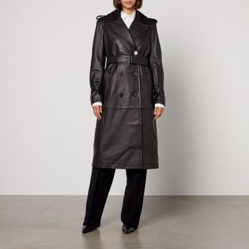 Max Mara Studio Magiaro Nappa Leather Trench Coat - 14