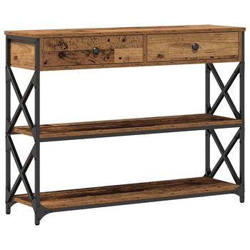 Mesa De Consola Con Cajón Madera Vieja 100 X 28 X 75 Cm