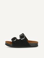 caprice mule black made of leather without heel size 39