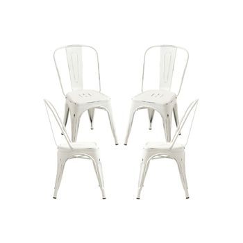 Pack 4 Sillas Torix Vintage De Acero Reforzado 86*36*48 Cm - Blanco Vintage