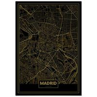 panorama carton pluma mapa oro de madrid 70 x 100 cm  impreso en carton pluma de alta calidad  cuadros decoracion salon  cuadros para dormitorio 