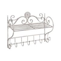 estante de metal blanco 42 cm pared bano envejecido ganchos vintage osorno