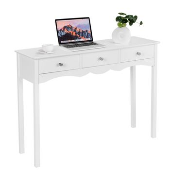 Costway Escritorio con 3 Cajones Mesa Multifunción en MDF para Casa Oficina Blanco 100 x 32 x 75 cm