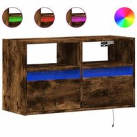 mueble de tv de pared con luces led roble ahumado 80x31x45 cm vidaxl