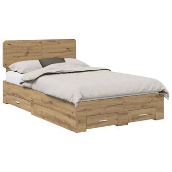 Estructura De Cama Con Cajón Roble Artisan 120 X 190 Cm Vidaxl